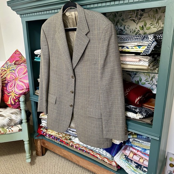 Lauren Ralph Lauren Silk Wool Blend Tan Beige Blazer Jacket Sport Coat Mens 44R - Picture 2 of 11